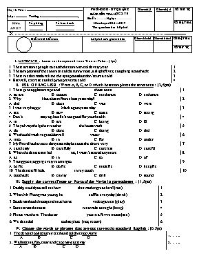 Đề kiểm tra học kì II Tiếng anh lớp 7 - Năm học 2016-2017 - Phòng GD & ĐT Quận 1